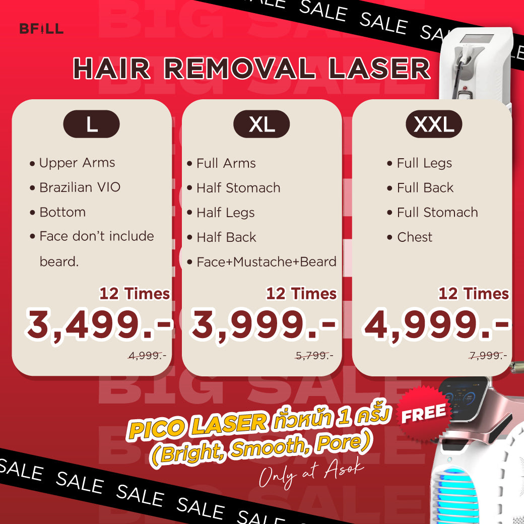 Hair Removal 12 ครั้ง ได้ทุกสาขา Free PICO by Specialist Only Asok