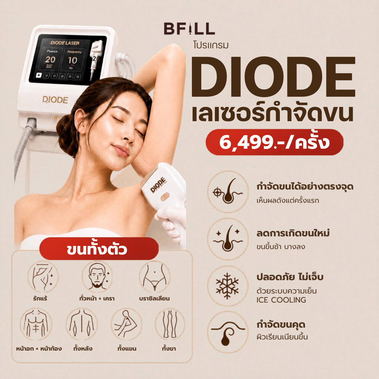 Program Hair Removal Diode Full Body Express Queue By Senior Specialist (x2 Package Duration)